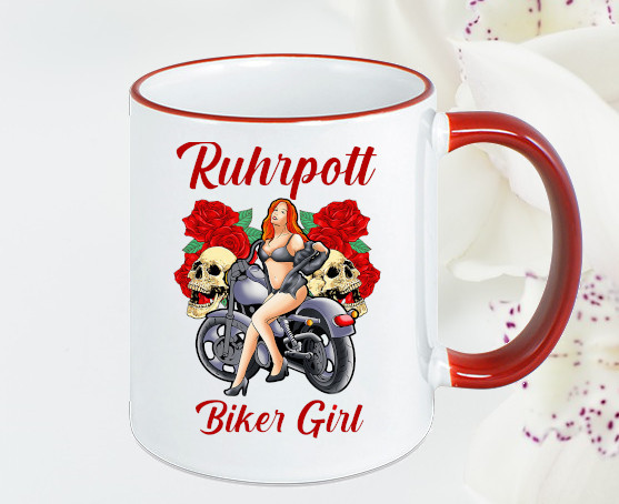 Ruhrpott Biker Girl Tasse "Roses"