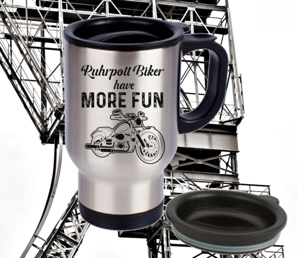 Ruhrpott Edelstahl Thermobecher Biker "More Fun"